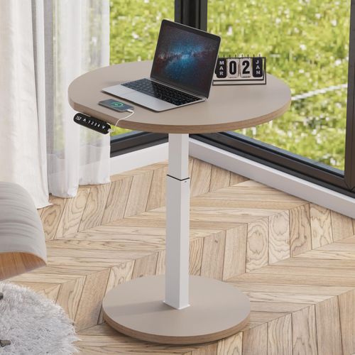 Hilodesk 80cm Runden Mobiler Stehpult Elektrisch für Zuhause und Büro elektrisch höhenverstellbarer Stehschreibtisch