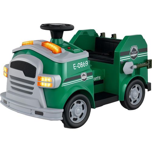 COSTWAY 12V Kinder Feuerwehrauto mit Musik & Alarm, Hupe, Schaufel, Feuerlöscher, Schutzhelm & Schraubenschlüssel, Spielzeugauto für Kinder 3+, Grün