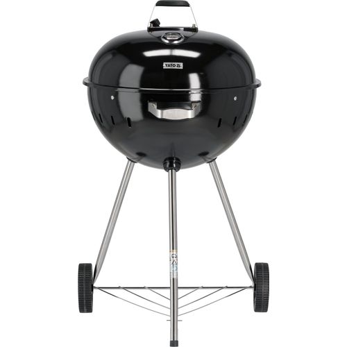 Runder Holzkohlegrill, Kugelgrill 54cm mit Thermometer, schwarz