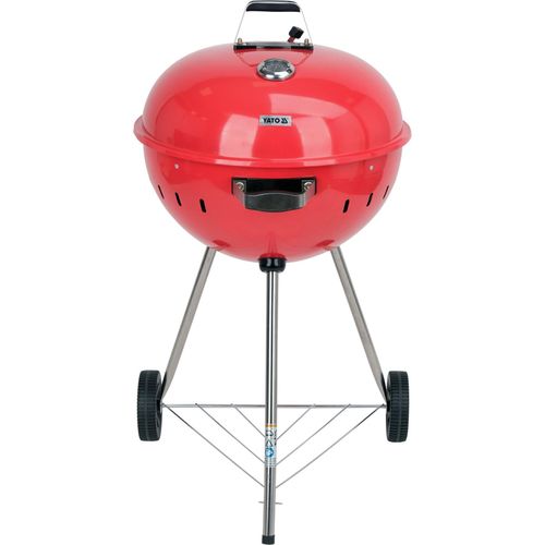 Runder Holzkohlegrill, Kugelgrill 54cm mit Thermometer, rot