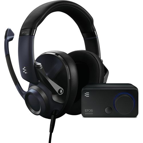 EPOS H6Pro + GSX 300 Bundle Gaming Headset für PC, Mac - Externe Computer Soundkarte, 7.1 Surround und Stereo Sound de Hohe Auflösung, Schwarz