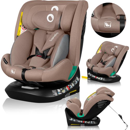 Lionelo Autokindersitz Bastiaan One i-Size, ab Geburt bis 12 Jahren, ab 0 kg bis 36 kg, Dri-Seat, 360 Grad - Beige Sand