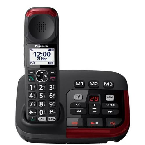 Panasonic KX-TGM420EXB Schwarzes schnurloses DECT-Telefon mit Anrufbeantworter und 1,8