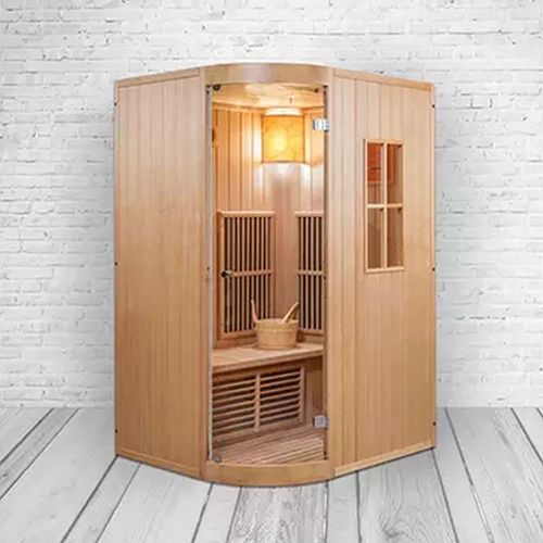 PureHaven Infrarotsauna 125x110x190 cm für 2 Personen kombiniert mit Saunaofen aus kanadischem Hemlockholz energiesparend Saunasteine