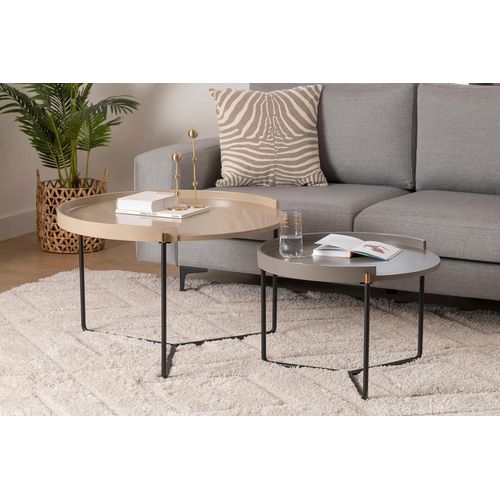 Skye Decor, Mandy - Beige, Satztisch (2 Stück), 100 % MDF, Beige, 80 x 80 x 51 cm