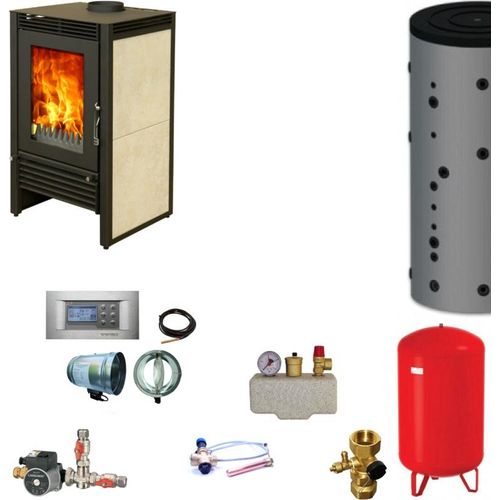 EuroTeplo wasserführender Kaminofen | Marbella Compact | Set | 12 kW