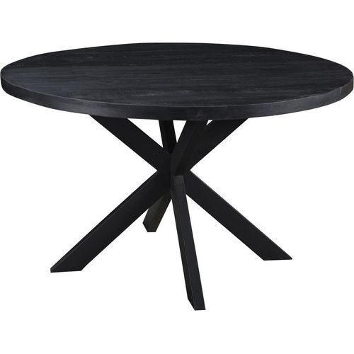 Tisch Kala 130x130x76 cm Mangoholz Stahl Schwarz