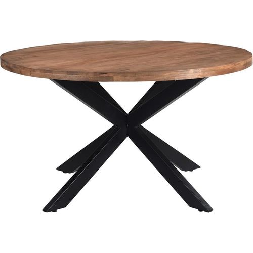 Tisch Rocky 140x140x76 cm Mangoholz Stahl Natur Schwarz
