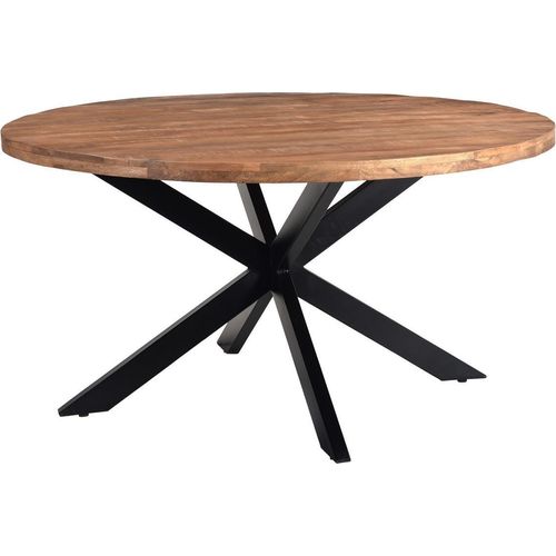 Tisch Rocky 130x130x76 cm Mangoholz Stahl Natur Schwarz