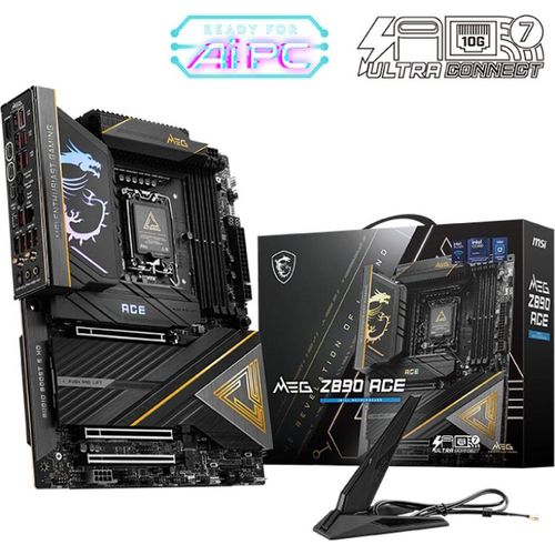 MSI MEG Z890 ACE - Motherboard - ATX - LGA1851-Sockel - Z890 Chipsatz - USB-C 3.2 Gen 2x2, USB 3.2 Gen 1, USB 3.2 Gen 2, USB4, USB-C 3.2 Gen2 - 10 Gigabit LAN, Wi-Fi 7, Bluetooth - Onboard-Grafik (CPU erforderlich)