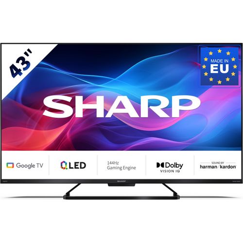 SHARP 43GR8265E – 43 Zoll Fernseher 4K UHD QLED Google TV – 144Hz, Dolby Vision IQ, Dolby Atmos, HDMI eARC, VRR & ALLM