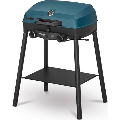 Enders Camping Gasgrill Explorer II Pro, Grill-Thermometer, Grillen-, Kochen-, Backen Funktion, 2 Brenner Edelstahl, kleiner Balkon-Picknick-Grill, Aluguss-Grillwanne #2108