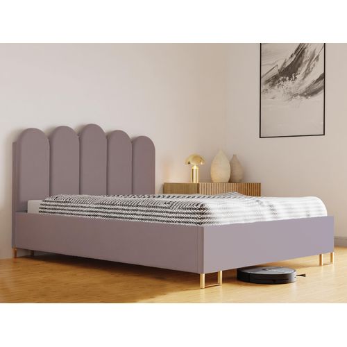 Schlafzimmer-Polsterbett MALAGA, Gepolstertem Kopfteil, Hochwertiger VERSO Polsterstoff, Bettkasten mit Gasdruckfeder, Komfortable Betthöhe 39 cm, 120x200 cm Esche