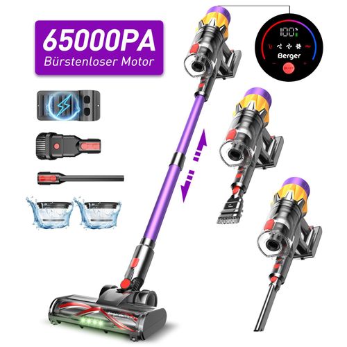 MIBODE Akku Staubsauger, Anyson Staubsauger Kabellos, 65000 Pa 600W, 70 min Laufzeit, Stielstaubsauger, Berger, 1.8L, Sauger mit Touch, Tierhaar, 7in1