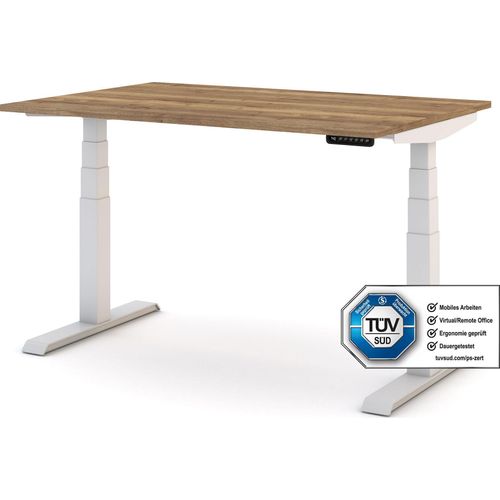 ASSMANN Elektrisch höhenverstellbarer Kinderschreibtisch JUNIOR Eiche Tabak Weiß, 140x80cm, Memoryfunktion, Kollisionsschutz, 2-fach-Motorik