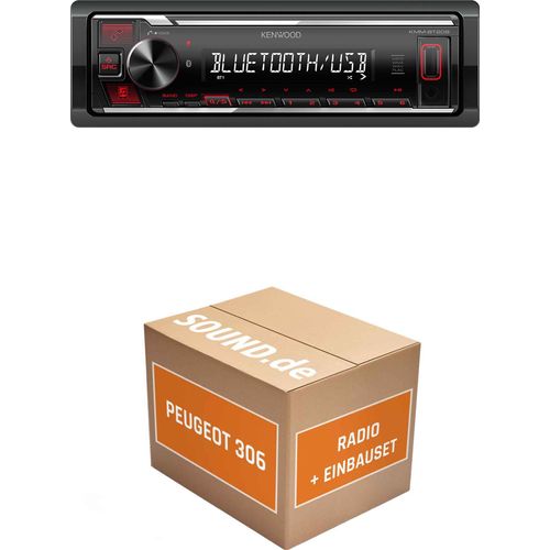 Autoradio Einbaupaket Kenwood KMM-BT209 passend für Peugeot 306 + Lenkradfernbedienung | Bluetooth USB Telefonieren