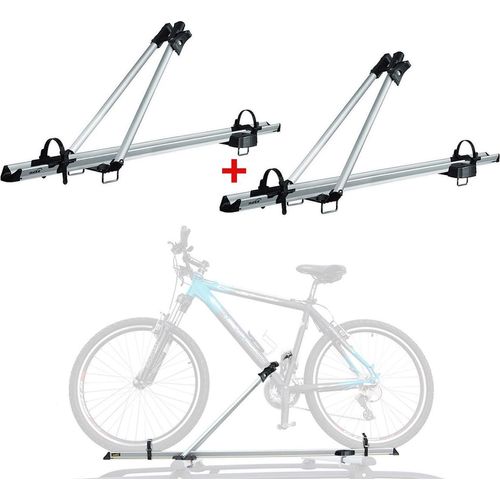 2x Fahrradträger Dachfahrradträger bis 17kg Aluminium Silber Fahrradhalter