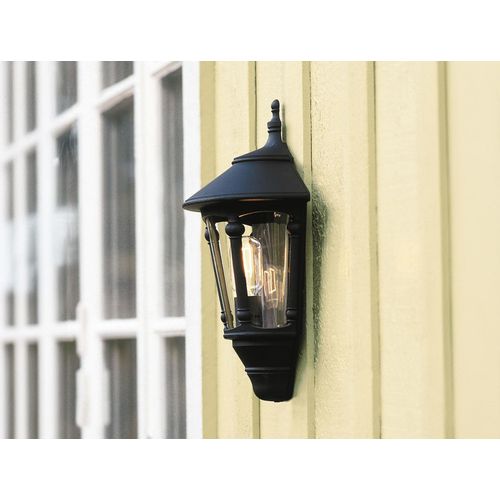 LED Außenwandleuchte, Wandlaterne Halbschale Landhausstil Terrassenlampe Schwarz