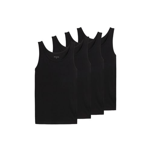 TOM TAILOR Herren Tanktops im 4er-Pack, schwarz, Uni, Gr. 5