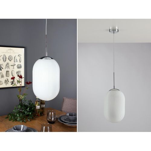 Pendelleuchte GREENWICH Milchglas Weiß Ø23cm