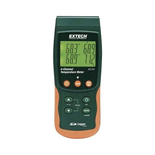 EXTECH SDL200 2-/4-Kanal-Temperatur-Messgerät mit Datenloggerfunktion auf SD-Karte, Thermometer -199 (SDL200)