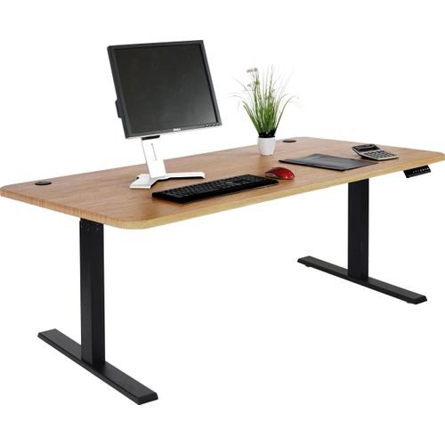 Schreibtisch HWC-D40, Computertisch, elektrisch höhenverstellbar 160x80cm 53kg MVG braun Struktur, schwarz