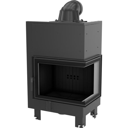 Kamineinsatz aus Stahl KRATKI MBZ rechts 13 kW Ø 200 schwarz Verkleidung