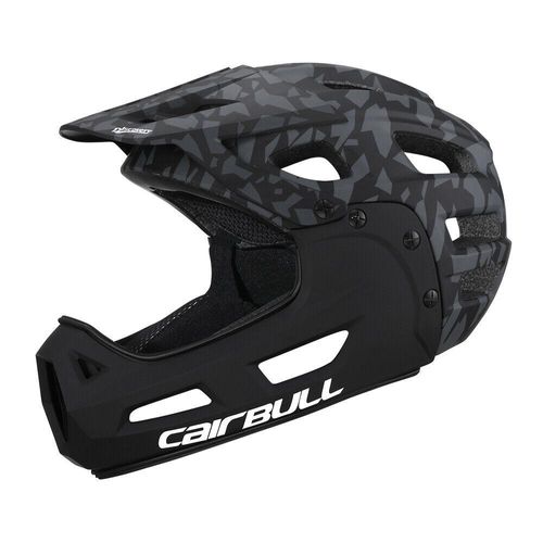 Integralhelm Visier Fullface Fahrradhelm MTB BMX Downhill Radsport MTB BMX Radhelm 54-61CM Black camouflage