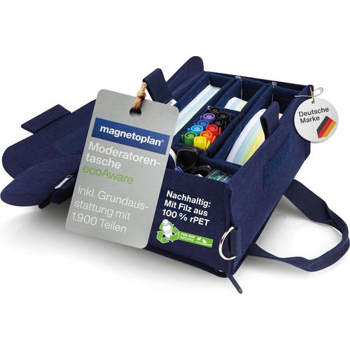 Magnetoplan Moderatorentasche ecoAware inklusive Inhalt - PET-Filz - Blau - 1900 Teile