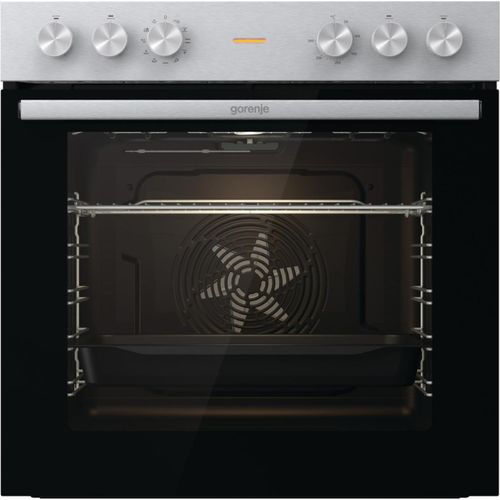Gorenje BC6715E02XK Einbauherd, 60cm breit, 77 L, Pizza Funktion, Umluft, Großflächengrill, Schnellaufheizung, Edelstahl/Schwarz