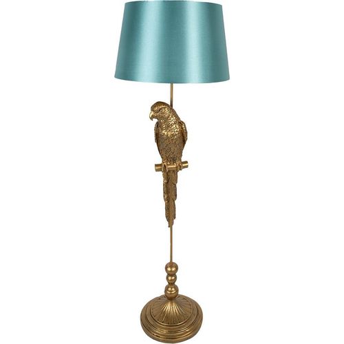 Clayre & Eef Stehlampe Papagei Ø 40x120 cm Goldfarbig Polyresin