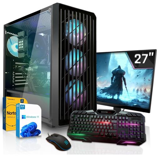 SYSTEMTREFF Gaming Komplett PC - Ryzen 5 5600X - Nvidia GeForce RTX 3060 12GB - 16GB DDR4 - 512GB NVMe - 27 Zoll TFT - Windows 11 Pro - Desktop