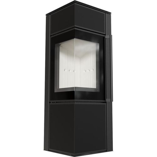 Kaminofen aus Stahl KRATKI TORA/S 8 kW Ø 150 Quarzsinter Nero Assoluto