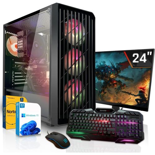 SYSTEMTREFF Gamer PC-Set - Ryzen 5 5600GT - Radeon RX Vega 7 - 16GB DDR4 - 256GB NVMe - 24 Zoll Monitor - Windows 11 Pro - Desktop
