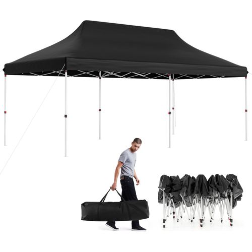 COSTWAY 3x6m Pavillon mit Tragetasche, Partyzelt Faltpavillon höhenverstellbar, wasserabweisend, UV-Schutz 50+