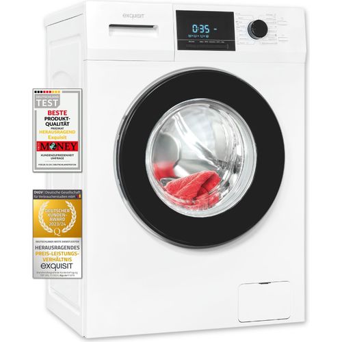 Exquisit Waschmaschine WA9214-340A weiss | 9 kg Fassungsvermögen | Energieeffizienzklasse A | 16 Waschprogramme | Kindersicherung | Startzeitvorwahl