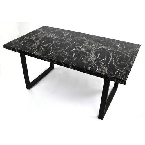 Esstisch ></noscript>9210-23< in Marmor schwarz, MDF - 140x75x90cm (BxHxT)