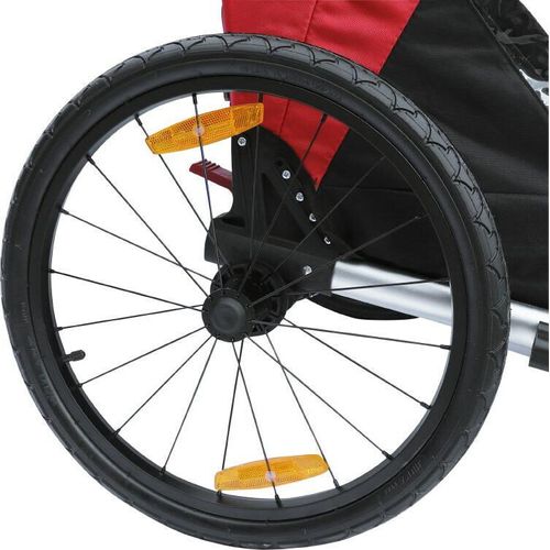 Fahrradanhänger überdachter Kinderwagen 2 Plätze in Alu maxi Befestigung Radachse - Buch mit Vorderrad und Griff Bremse - klappbar ohne Werkzeug Kind P2R 36 Kg