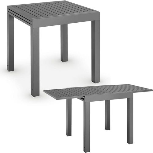 Juskys Gartentisch Laki 70x70 cm ausziehbar - Alu Balkonmöbel Gartenmöbel Anthrazit