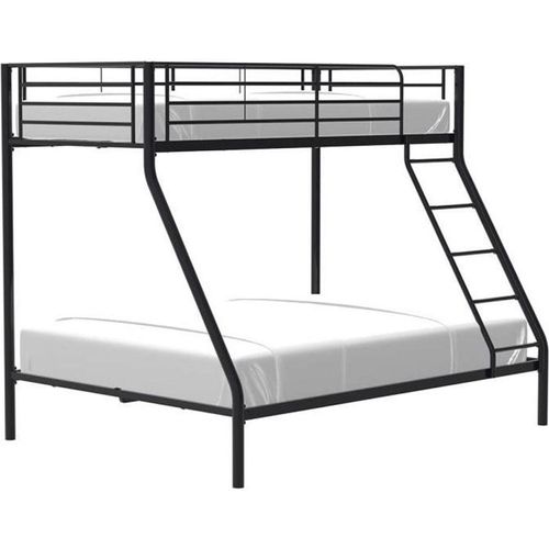 Etagenbetten aus Metall – Schwarz – Boxspringbetten inklusive – 90/140 x 190 cm – BRUCE