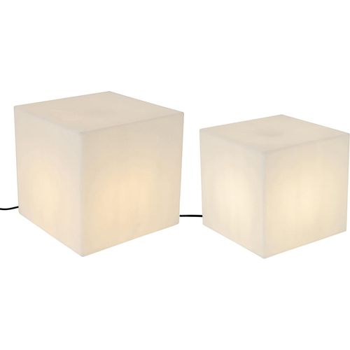QAZQA - Modern Set aus 2 Außen-Stehleuchte I Stehlampe I Standleuchte I Lampe I Leuchten weiß 30 und 38 cm quadratisch IP44 - Nura I Außenbeleuchtung - Kunststoff Quadratisch - LED geeignet E27