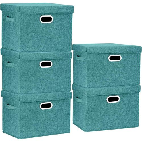 Aufbewahrungsbox mit Deckel Groß Stoff 5-Stück Aqua Deep 44x30x29 cm