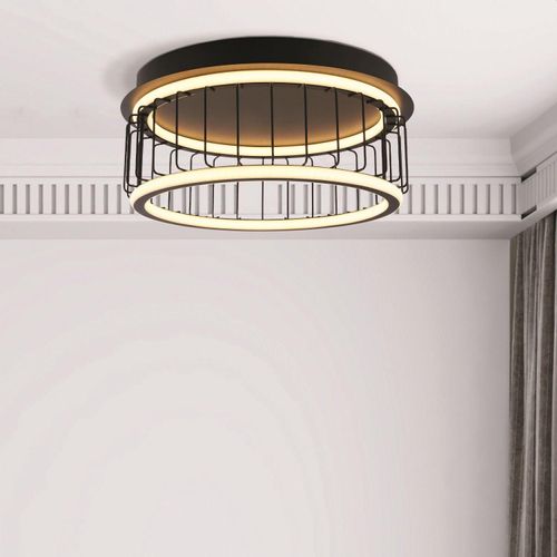 LED Deckenleuchte Metall warmweißes Licht 3000 K 1074 lm Ø 40 cm Schwarz Weiß rund Modern Deckenlampe