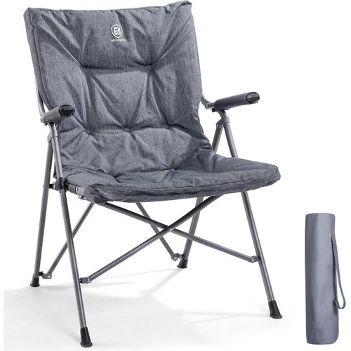 Faltbarer Campingstuhl 6CM Gepolstert Klappstuhl 120KG Belastbar Grau