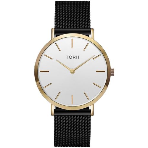 Damen- und Herrenuhr TORII G38BM.WG, klassisch in Schwarz.