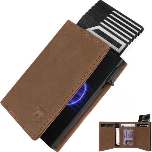 RFID-Herrenportmonee MagSnap Slim Wallet Münzfach Kreditkartenetui Braun