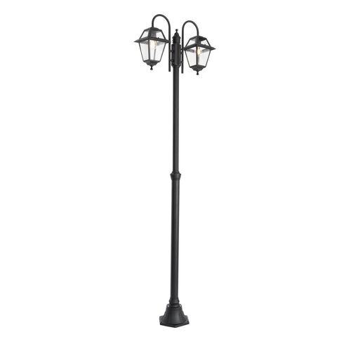 QAZQA - Klassisch I Antik Klassische Außenlaterne schwarz 235 cm 2-Licht IP44 - Berta I Außenbeleuchtung - Aluminium Quadratisch - LED geeignet E27