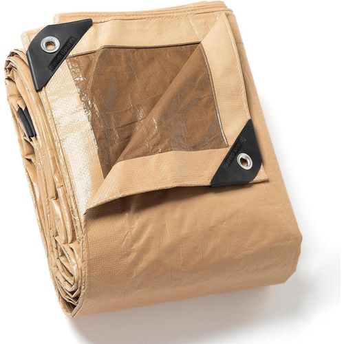 Abdeckplane 6m x 8m Beige/Khaki Wasserdicht 120g/m² UV-stabilisiert
