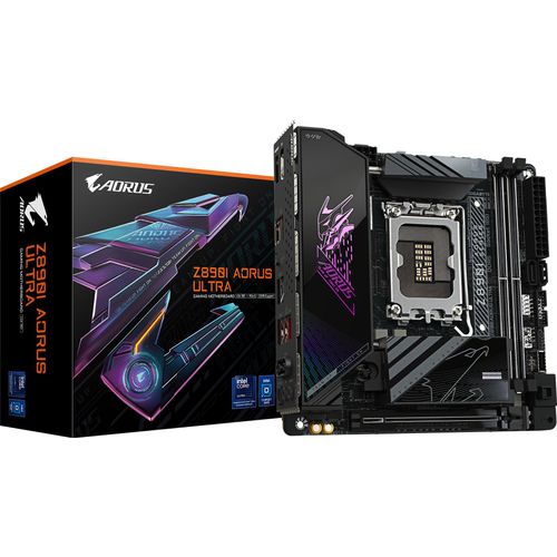 GIGABYTE Z890I AORUS ULTRA Mainboard - Unterstützt Intel Core Ultra (Serie 2) CPUs, 8+1+2 Phasen VRM, bis zu 8800MHz DDR5 (OC), 1xPCIe 5.0 + 1xPCIe 4.0, Wi-Fi 7, 2.5GbE LAN, Thunderbolt 4