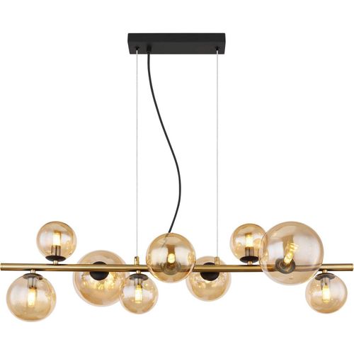 Hängeleuchte Esszimmer LED Hängelampe Amber Glas Kugeln Pendelleuchte Pflegetuch